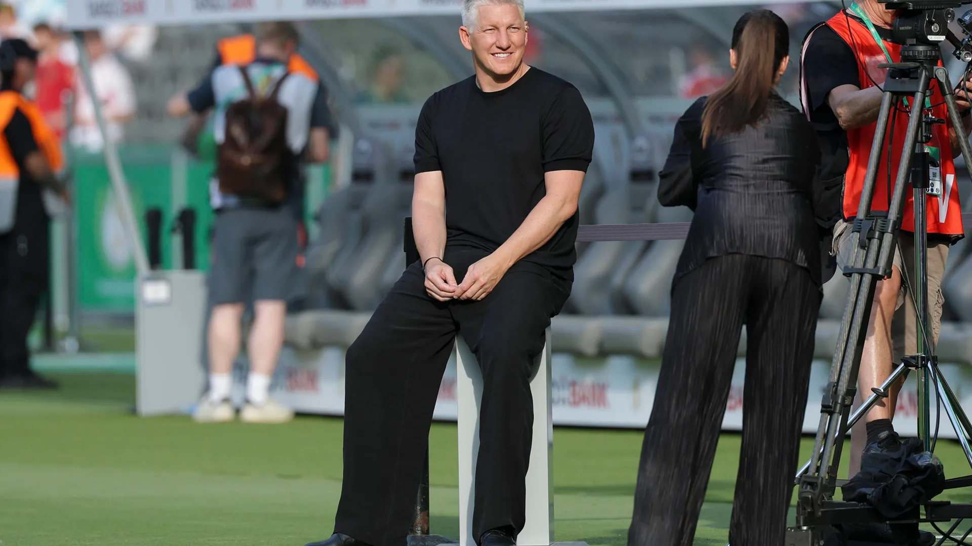 On the sidelines: Bastian Schweinsteiger before the start of the DFB Cup final.