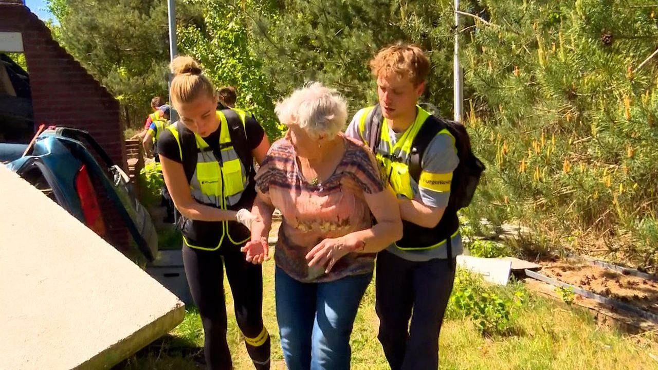Someone is being helped during the exercise.