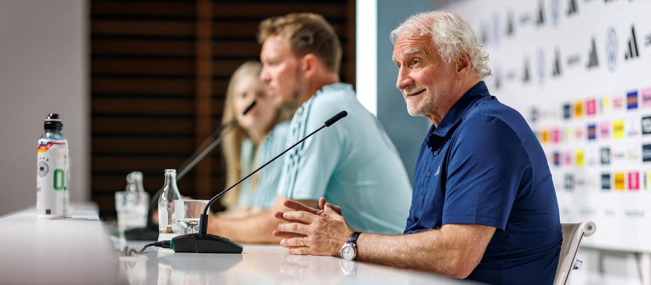 Rudi Völler and Julian Nagelsmann at the press conference