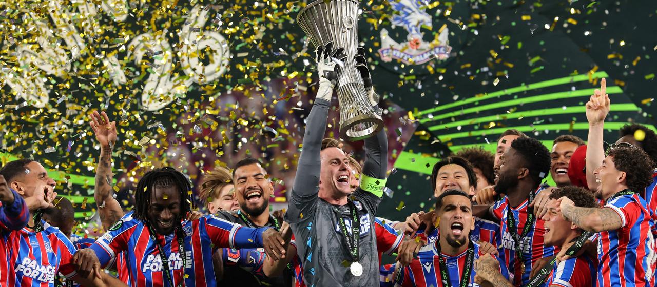 Crystal Palace with the Conference League trophy