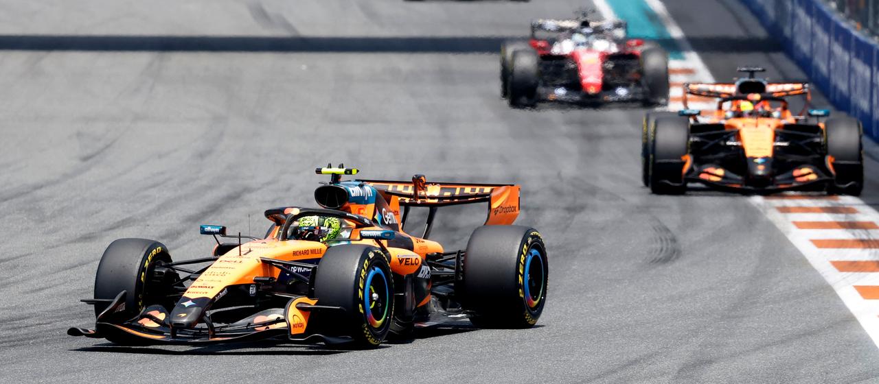Lando Norris in the lead