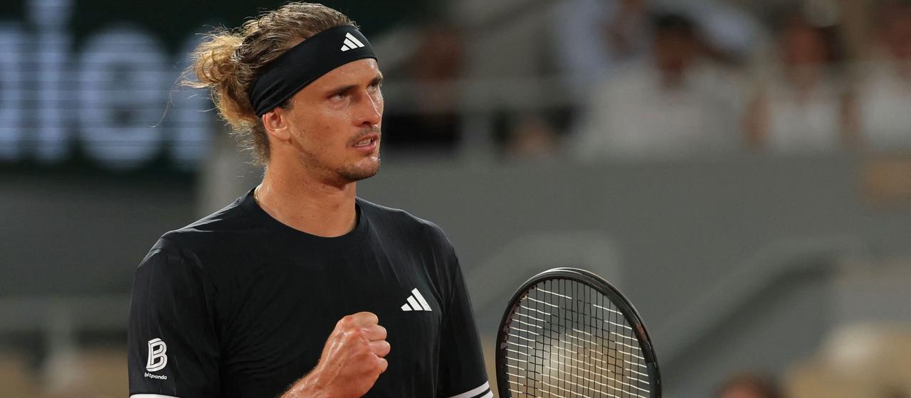 Alexander Zverev in the game against Quentin Halys