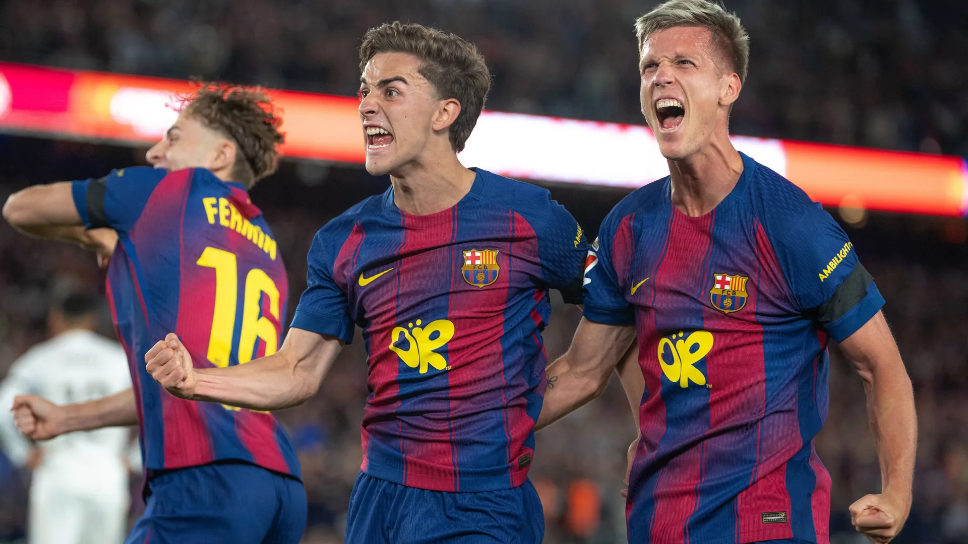 In the throes of victory: the FC Barcelona players.