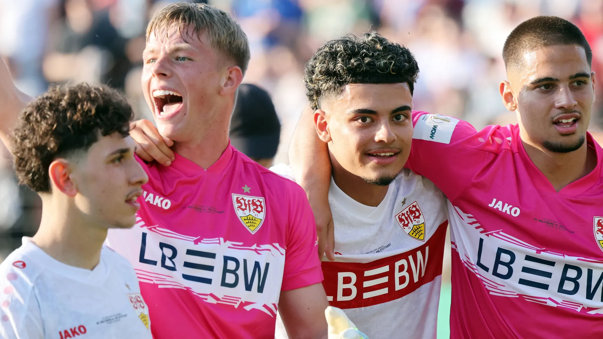 Title holder: Gabriel Zarrella (M.) celebrates with his teammates. Title holder: Gabriel Zarrella (M.) celebrates with his teammates.