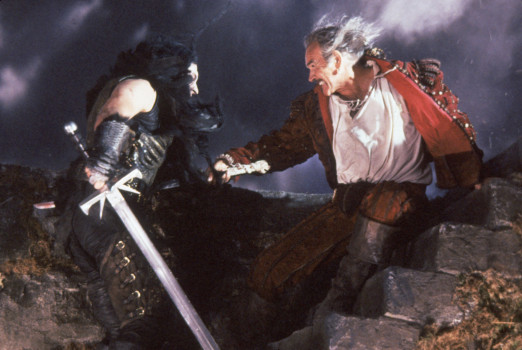 Kurgan (left, Clancy Brown) in the fight against Ramirez (Sean Connery)
