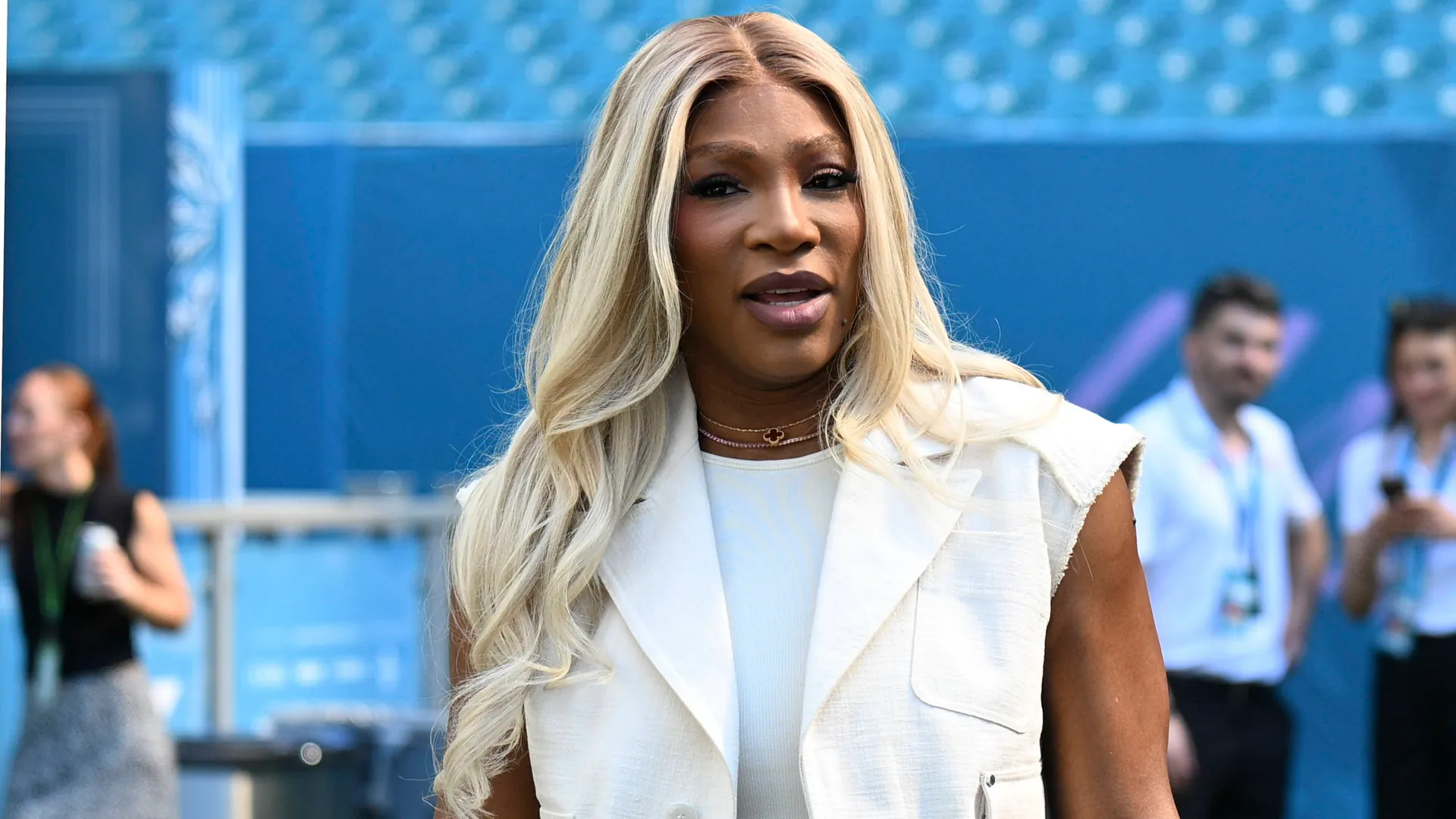 Still toned: Serena Williams, here on the sidelines of the Formula 1 race in Miami a few weeks ago. Still toned: Serena Williams, here on the sidelines of the Formula 1 race in Miami a few weeks ago.