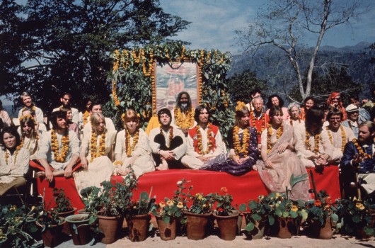 The Beatles and their wives in Rishikesh, India, 1968