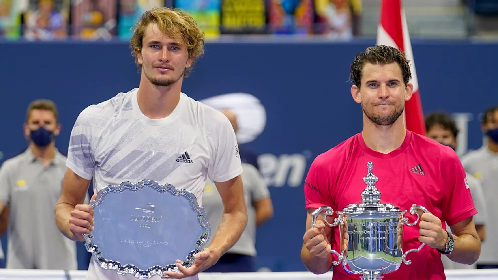 So nah dran, wie 2020, war Alexander Zverev (l.) nie wieder an einem Grand-Slam-Titel. Den schnappte sich Dominic Thiem (32)