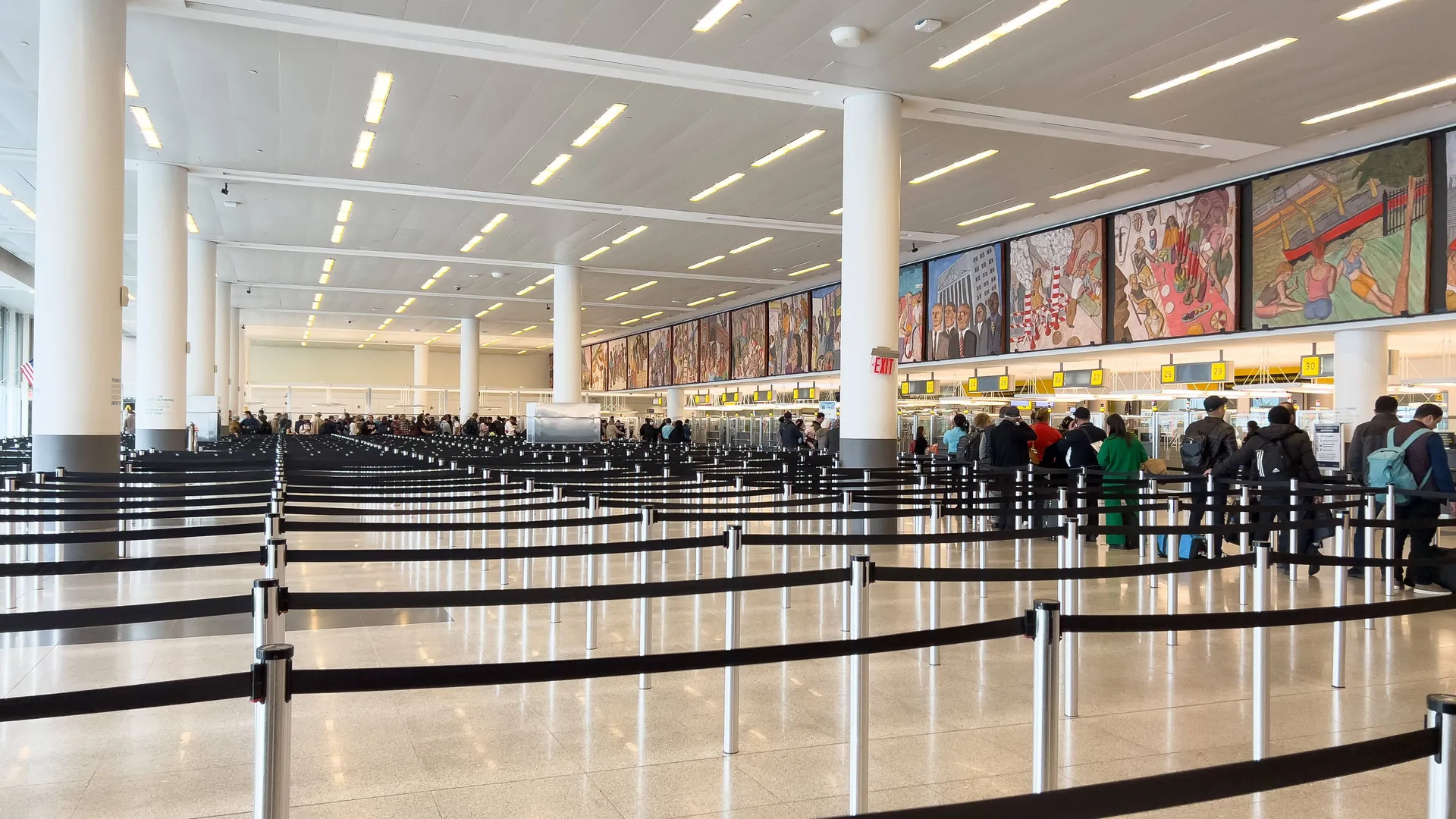 The empty immigration hall at New York's JFK Airport: On busy days, thousands of travelers wait here to be allowed to enter the USA. The empty immigration hall at New York's JFK Airport: On busy days, thousands of travelers wait here to be allowed to enter the USA.