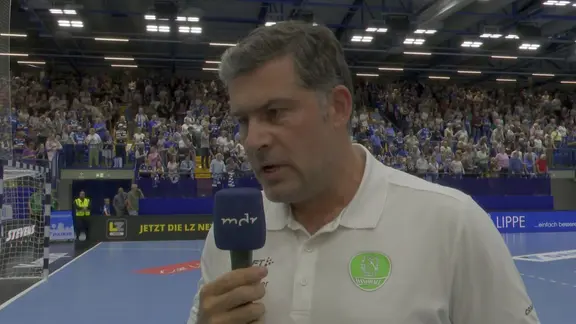 Karsten Günther, managing director of SC DHfK Leipzig, in an interview with SpiO after the defeat in Lemgo, which sealed relegation from the Bundesliga (June 3, 2026).