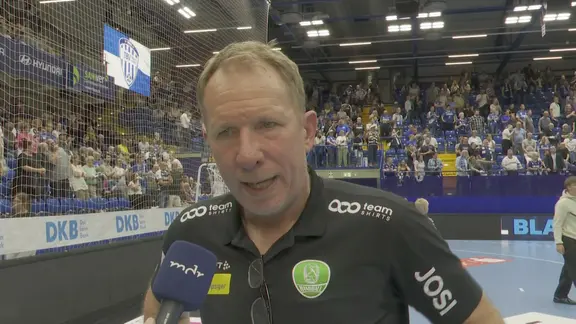 Frank Carstens, coach of SC DHfK Leipzig, in an interview with SpiO after the defeat in Lemgo, which sealed relegation from the Bundesliga (June 3, 2026).