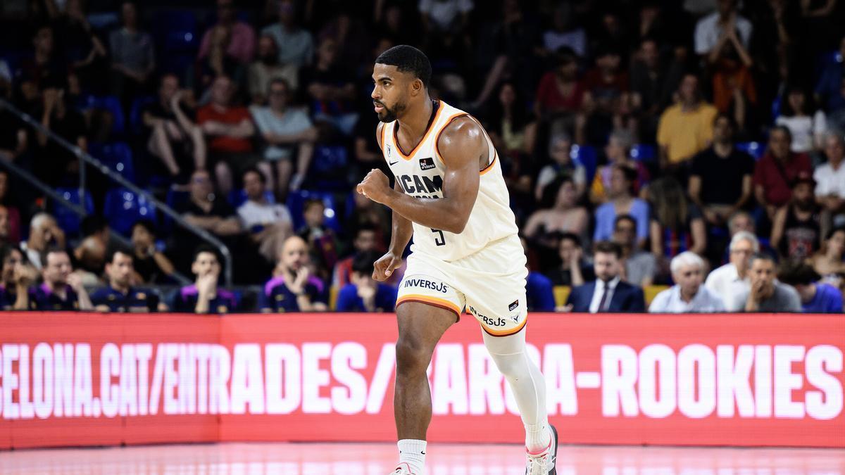 David DeJulius, UCAM Murcia point guard, during the game against Barça.