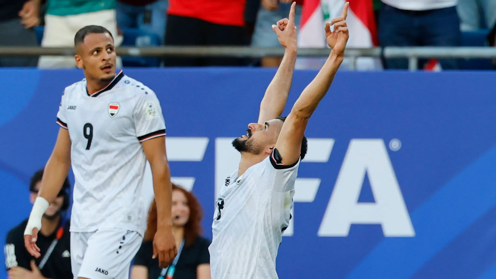 Iraq's Ayman Hussein's 1-1 equalizer only lasted four minutes. Iraq's Ayman Hussein's 1-1 equalizer only lasted four minutes.