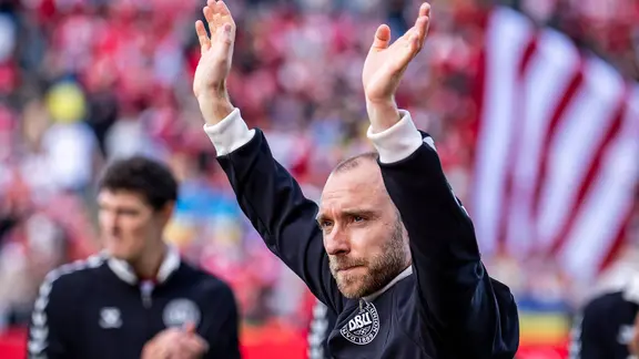 Christian Eriksen before Denmark's international match against Ukraine. He suffered another breakdown in the game.