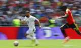 Salah in action during the first group match against Belgium (1-1)