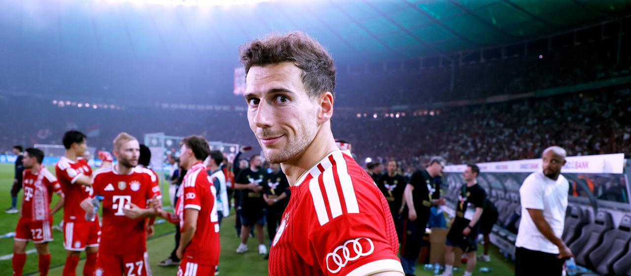 Bayern's Leon Goretzka before the DFB Cup award ceremony