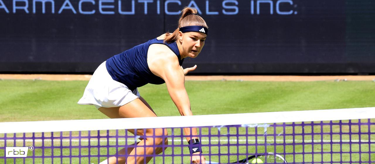 Karolina Muchova during the game against Shuai Zhang. (IMAGO/nordphoto GmbH / Engler)