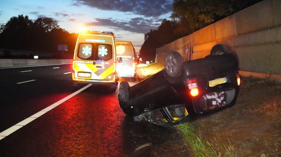 Car overturned on A28 towards Meppel