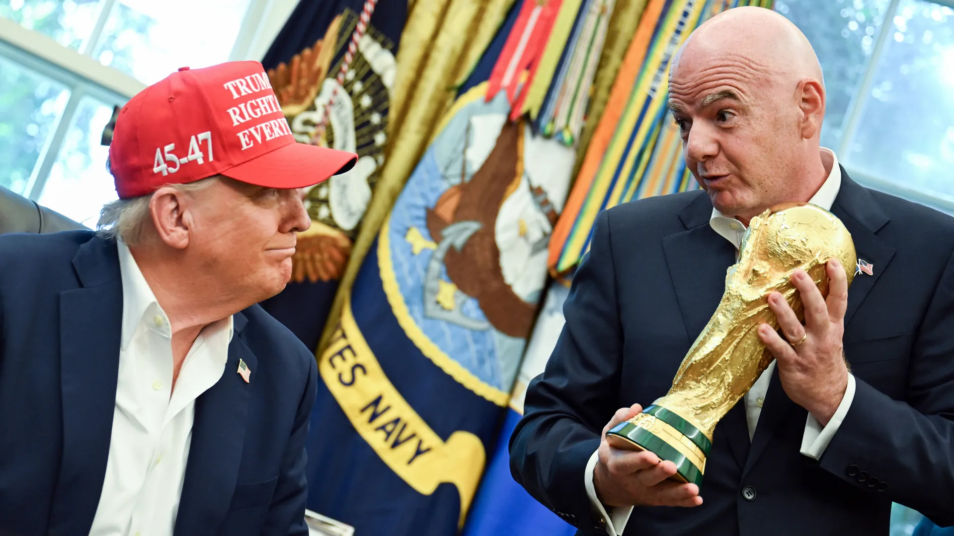 Unholy friendship: US President Donald Trump (left) and Gianni Infantino, here in the Oval Office last year. Unholy friendship: US President Donald Trump (left) and Gianni Infantino, here in the Oval Office last year.
