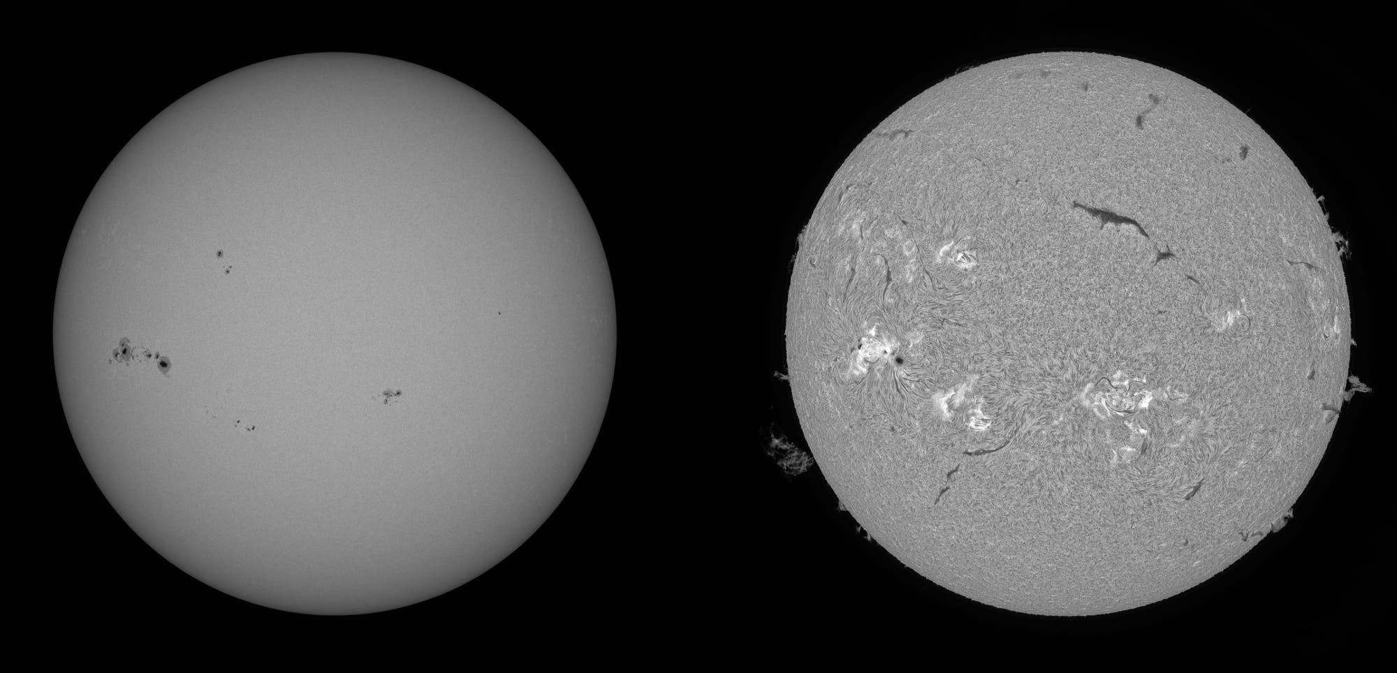 Exploring the Sun: Stunning 2-in-1 Weißlicht and H-alpha Images Revealed!
