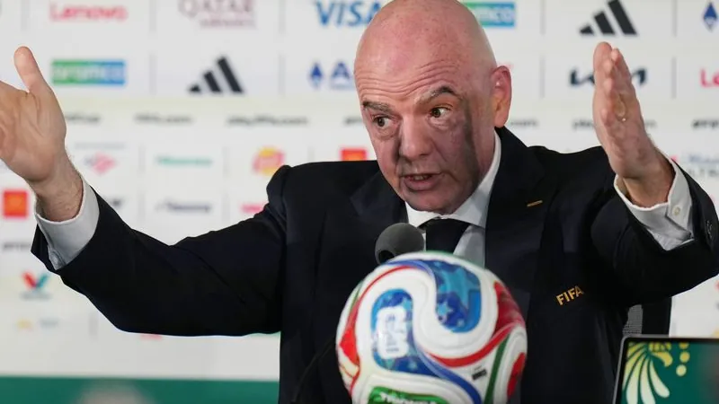 Fifa President Gianni Infantino speaks during a press conference at the stadium in Mexico City. Fifa President Gianni Infantino speaks during a press conference at the stadium in Mexico City.