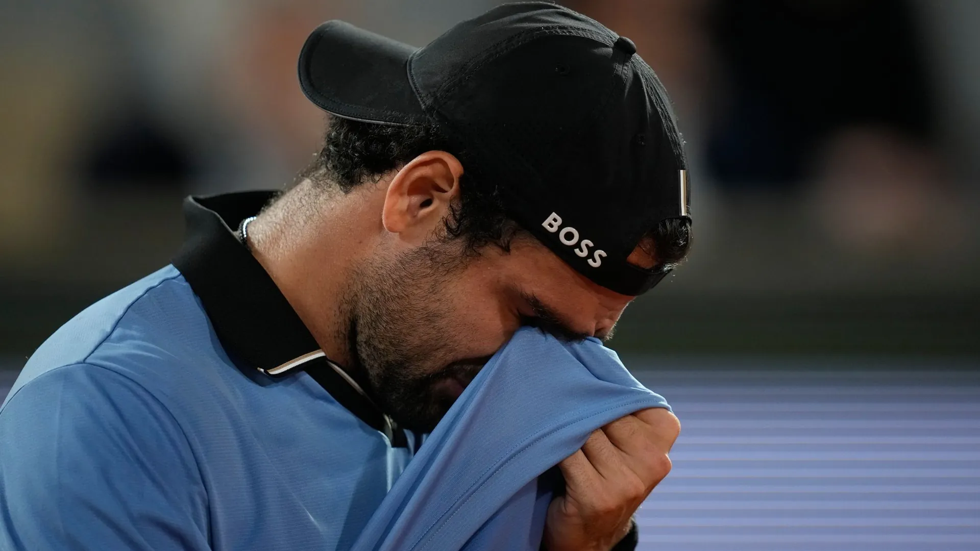 Disappointed: Matteo Berrettini couldn't finish the quarter-finals against his compatriot Matteo Arnaldi.