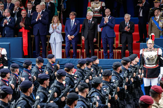 Members of the Italian Armed Forces take part in the annual military parade.