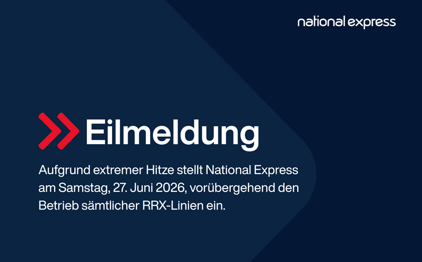 National Express Suspends RRX Lines Due to Extreme Heat on Saturday