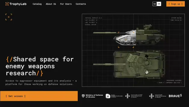 Blik op TrophyLab, an Oekraïens staatsplatform voor de analysis van buitgemaakte Russian weapons and military uitrusting.