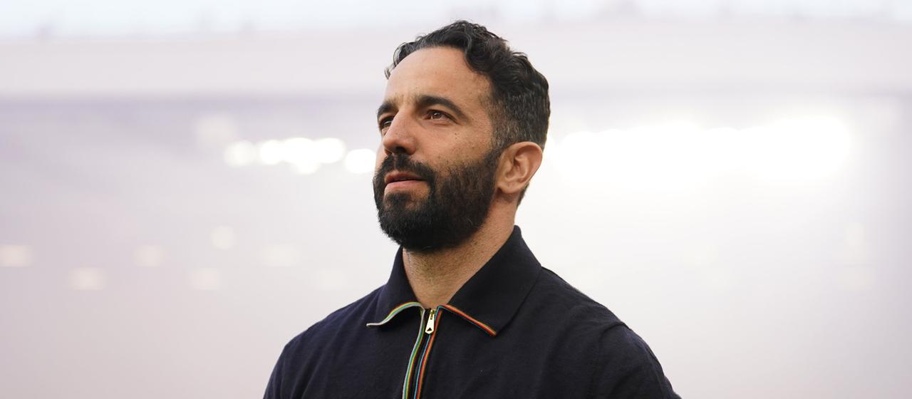 The Portuguese coach, Ruben Amorim on the Manchester United sidelines