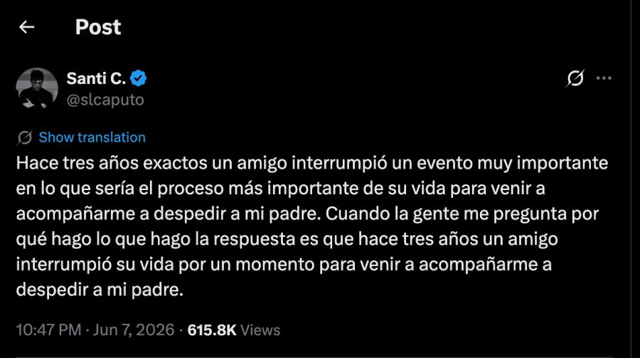 Santiago Caputo’s cryptic message about his loyalty to Milei: he went to his father’s wake