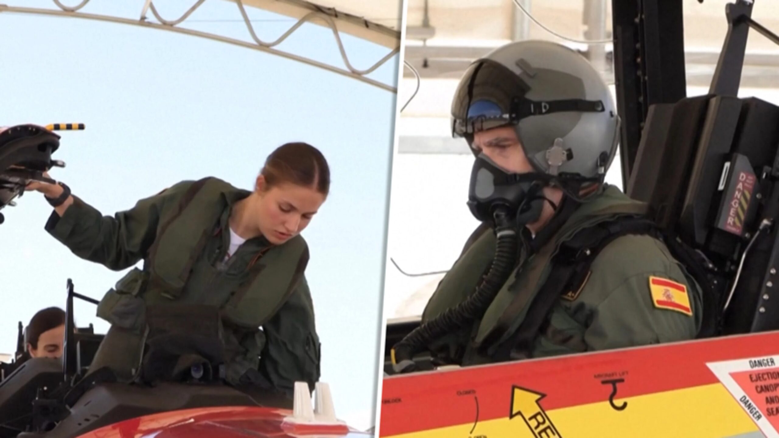 Spanish Crown Princess makes a training flight with King Felipe