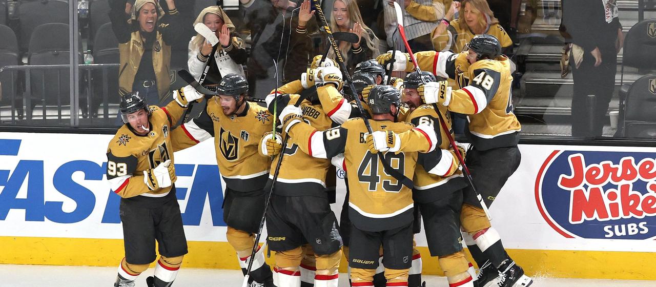 The Vegas Golden Knights celebrate their victory