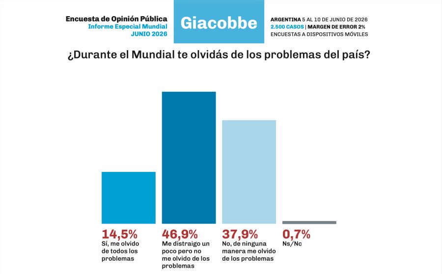 Survey: 46.9% say that the World Cup distracts them from their problems and 14.5% say that they forget them