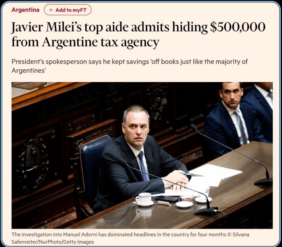The Adorni scandal reached the Financial Times: “He hid $500,000 from the Argentine treasury”
