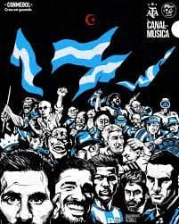 The Conmebol poster that simultaneously pays tribute to the National Team and Indio Solari