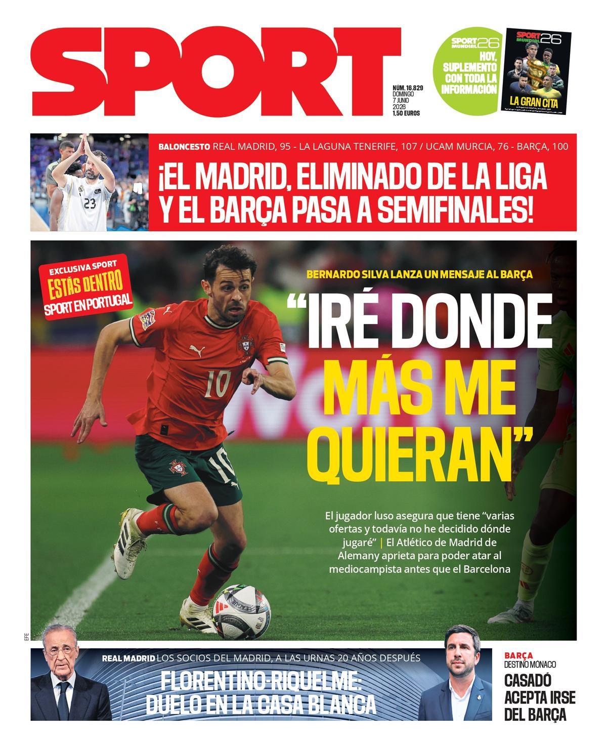 Today’s SPORT cover, Sunday, June 7, 2026