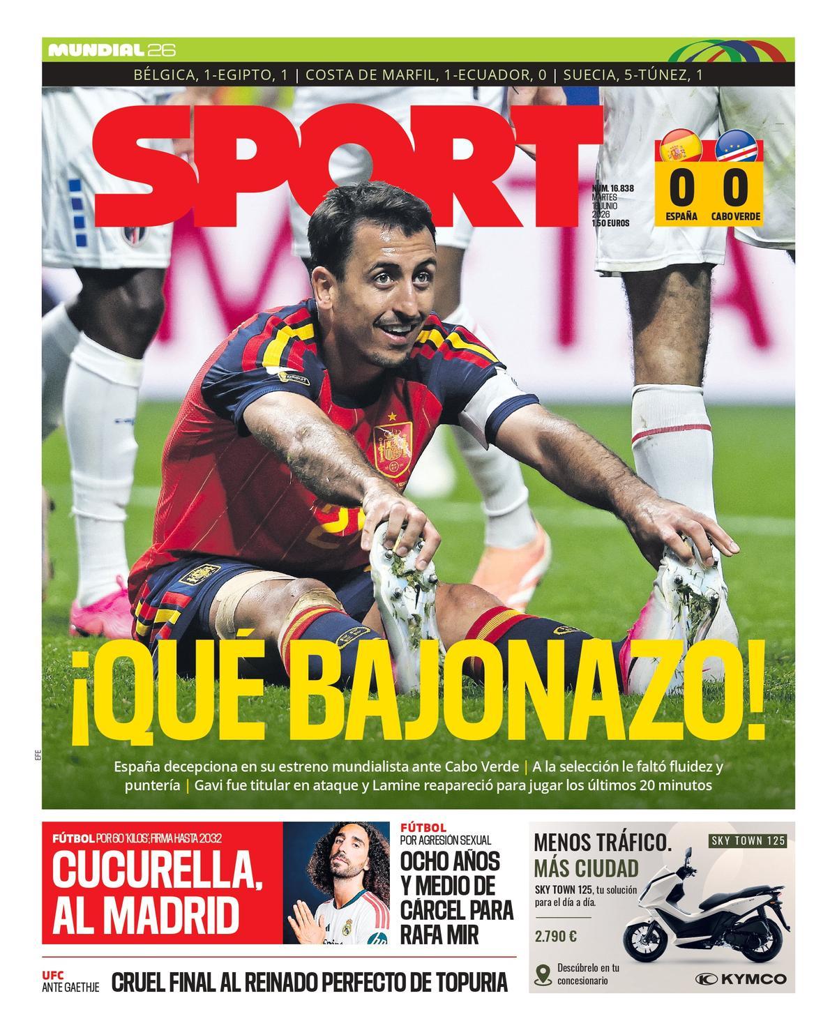 Today’s SPORT cover Tuesday, June 16, 2026