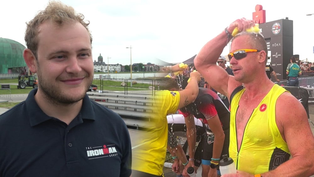 West Frisian triathlon Ironman prepared for heat with liters of water and ice cubes