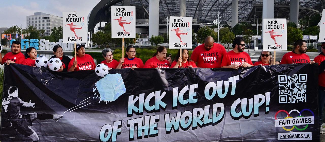 Protests against ICE at the World Cup stadium in Los Angeles
