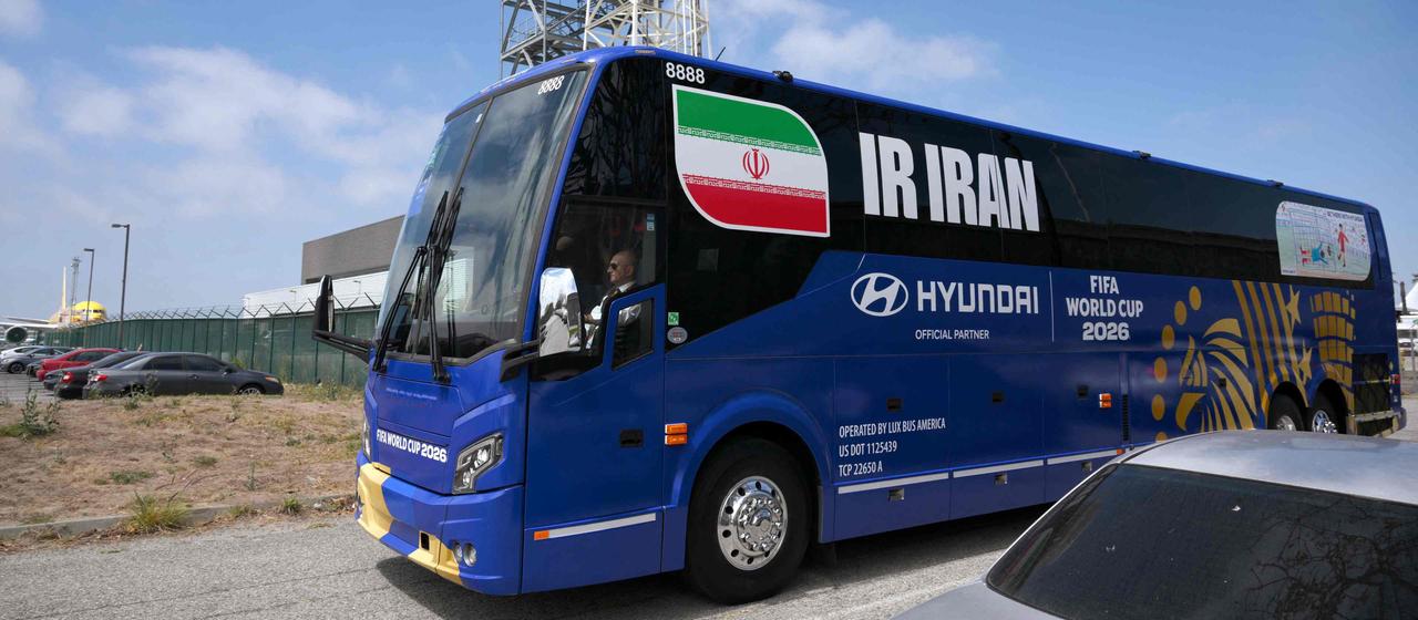 Iran's team bus in Los Angeles