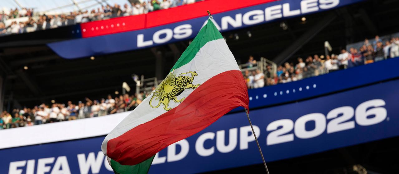 The pre-revolutionary flag in the Los Angeles stadium - a symbol of resistance
