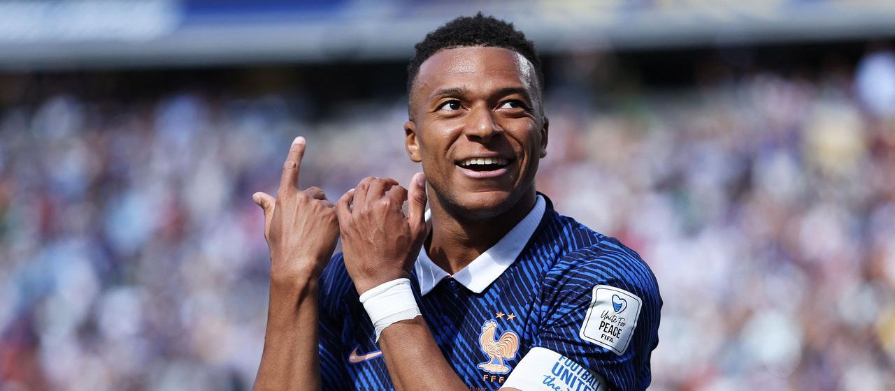 Kylian Mbappe celebrating the goal