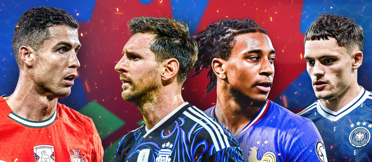 From left: Cristiano Ronaldo, Lionel Messi, Michael Olise and Florian Wirtz