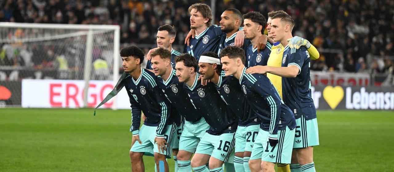 Germany's players pose for photos before the game against Ghana