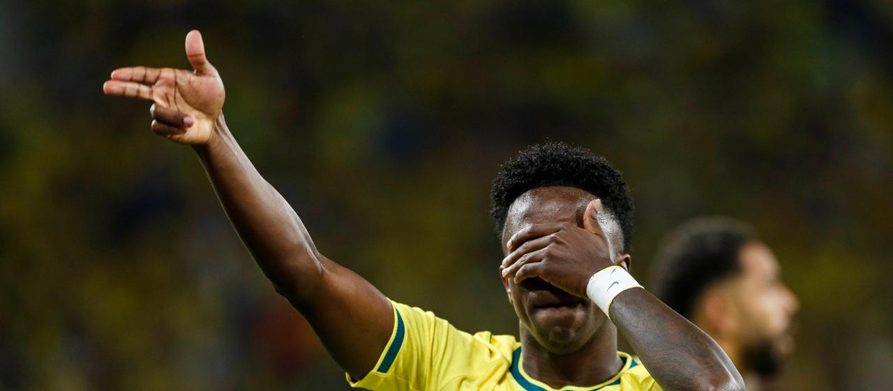 Vinicius Junior celebrates his goal against Panama