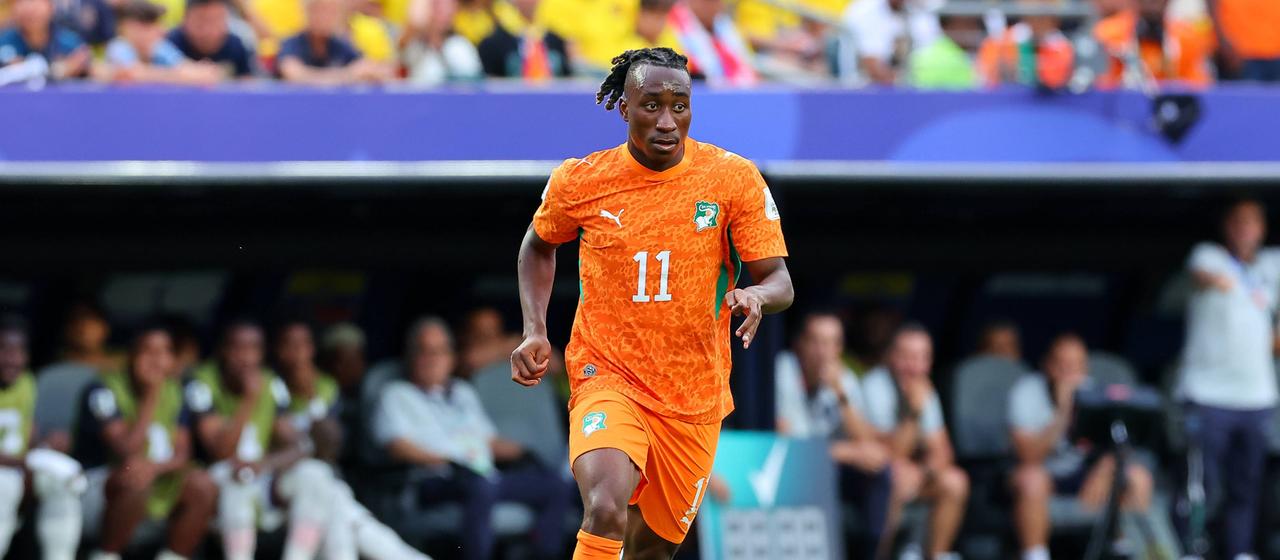 Ivory Coast's Yan Diomande in action