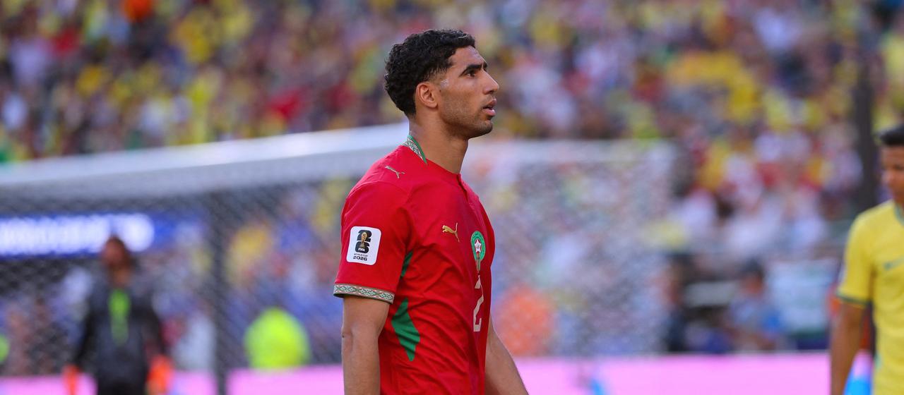 Achraf Hakimi in the game against Brazil