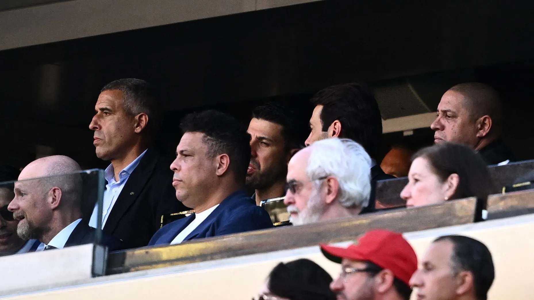 Distinguished visitors: Ronaldo, Kaká (hidden) and Robert Carlos (from left) in the stands at the game against Morocco. Distinguished visitors: Ronaldo, Kaká (hidden) and Robert Carlos (from left) in the stands at the game against Morocco.