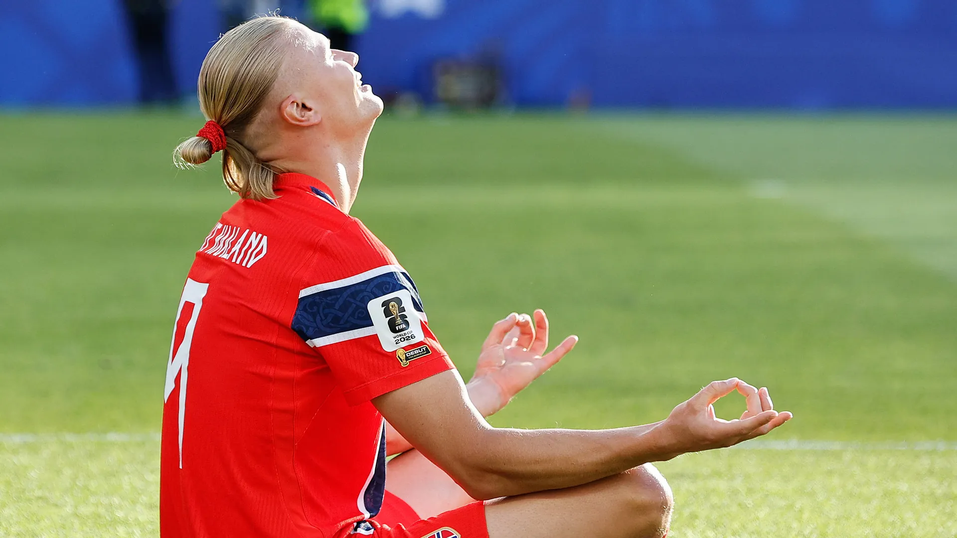 Erling Haaland celebrates a goal in his typical style. Erling Haaland celebrates a goal in his typical style.
